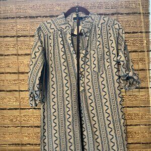 Blue and white shirt dress